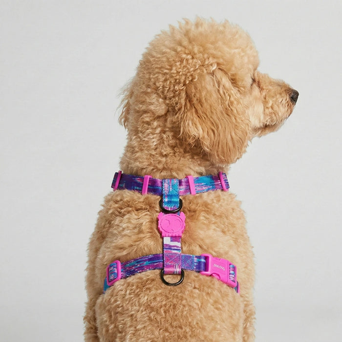 Arnés en H para perros Error #502 de ZEEDOG, azul, rosa, morado, ajustable, estampado