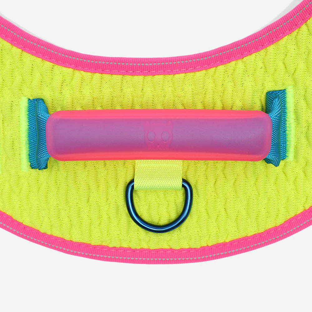 Arnés para perros Flyharness CMYK de ZEEDOG, arcoíris, amarillo, azul, reflectante, acolchado