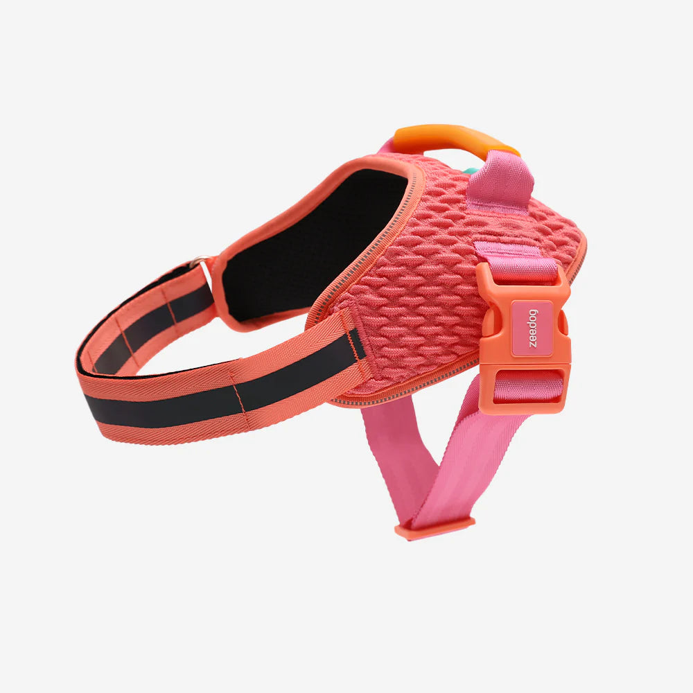 Arnés para perros Flyharness Gazzele de ZEEDOG, arcoíris, naranja, rosa, reflectante, acolchado