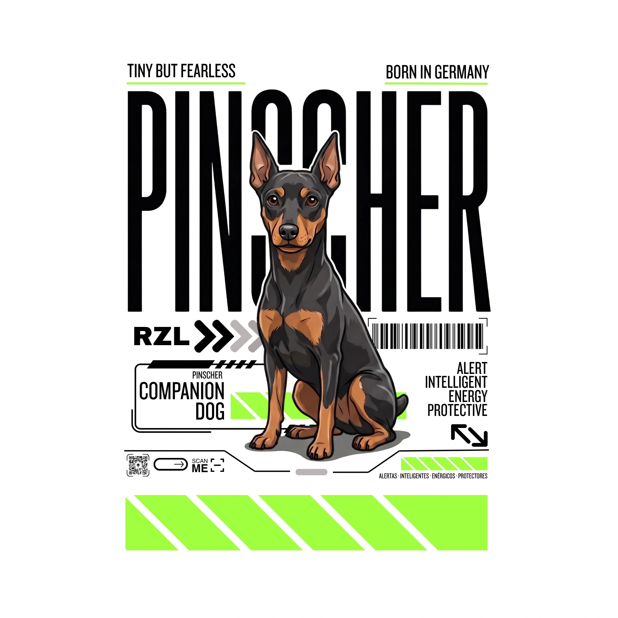 Camiseta Estampada Pinscher - Oversize de RazasLovers, suave, bordado