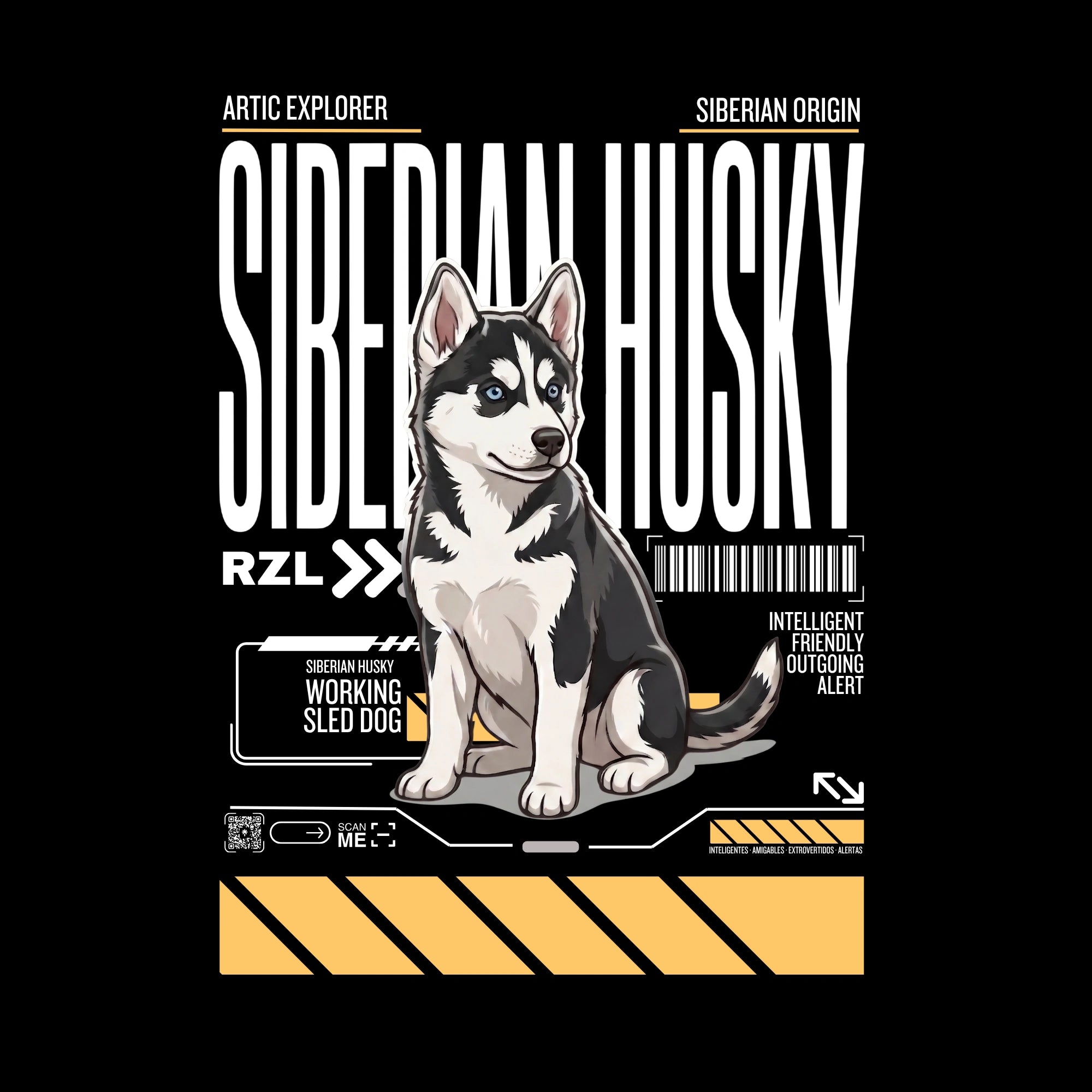 Camiseta Estampada Husky Siberiano - Oversize de RazasLovers, suave, bordado