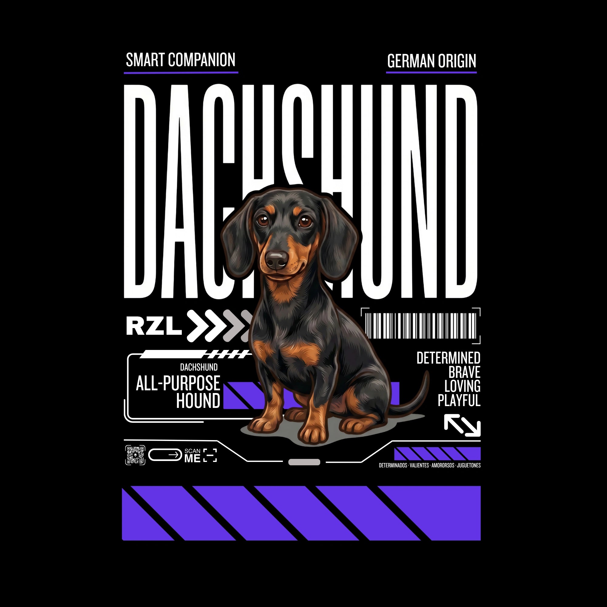 Camiseta Estampada Dachshund / Perro Salchicha - Regular de RazasLovers, transpirable, suave
