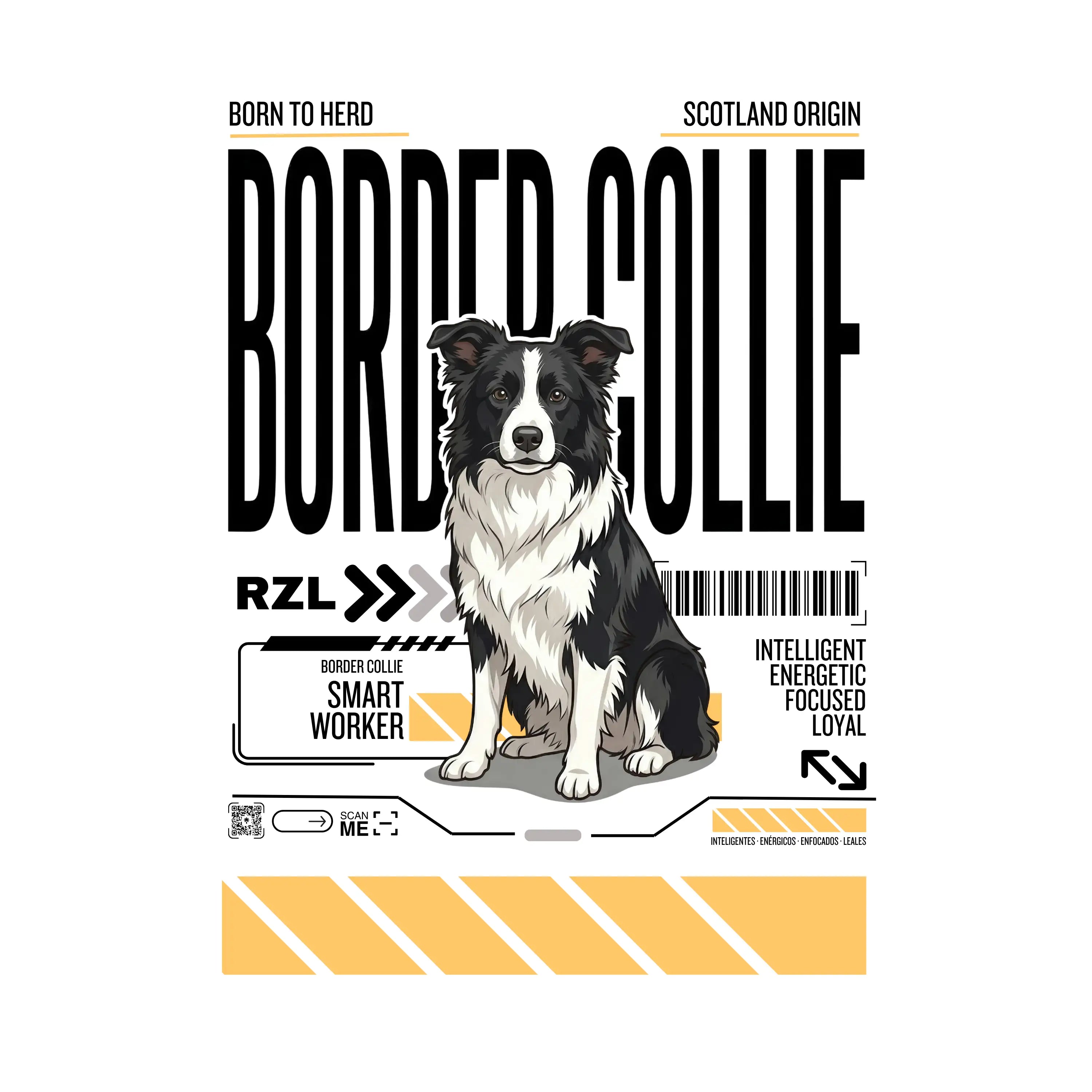 Camiseta Estampada Border Collie - Regular de RazasLovers, transpirable, suave
