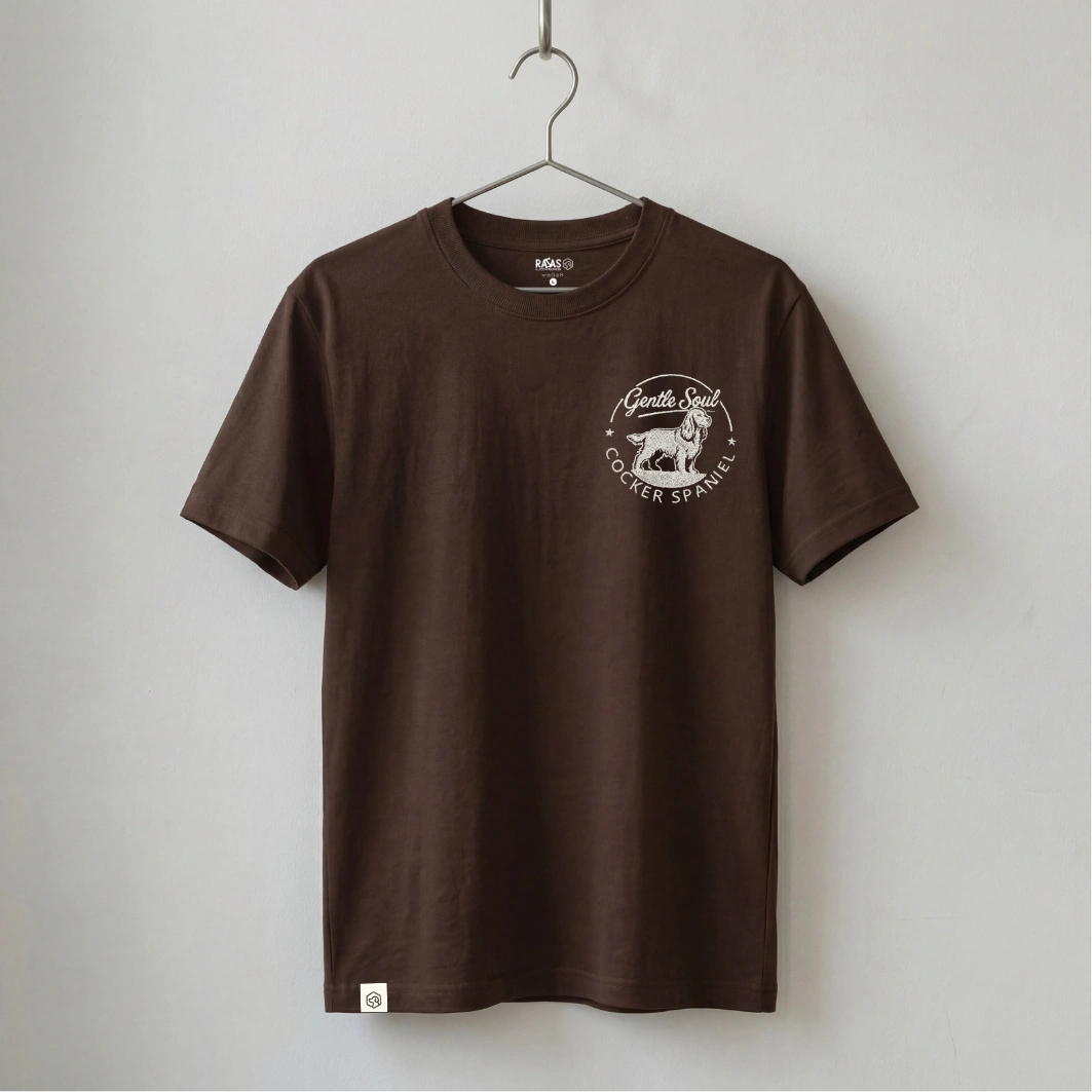 Camiseta Bordado Cocker Spaniel - Regular Fit de RazasLovers, Marrón, transpirable, suave