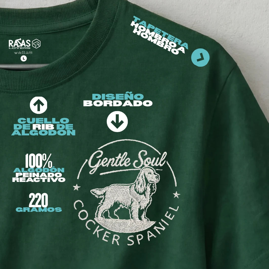 Camiseta Bordado Cocker Spaniel - Regular Fit de RazasLovers, transpirable, suave
