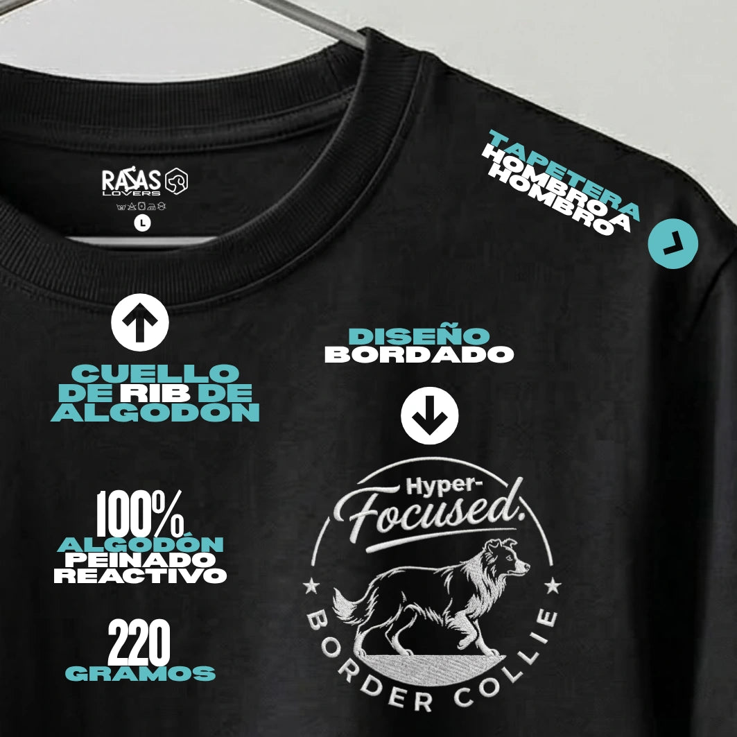Camiseta Bordado Border Collie - Regular Fit de RazasLovers, transpirable, suave