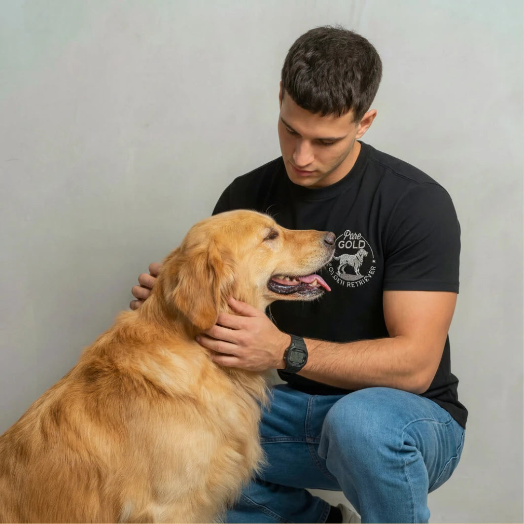 Camiseta Bordado Golden Retriever - Regular Fit de RazasLovers, transpirable, suave