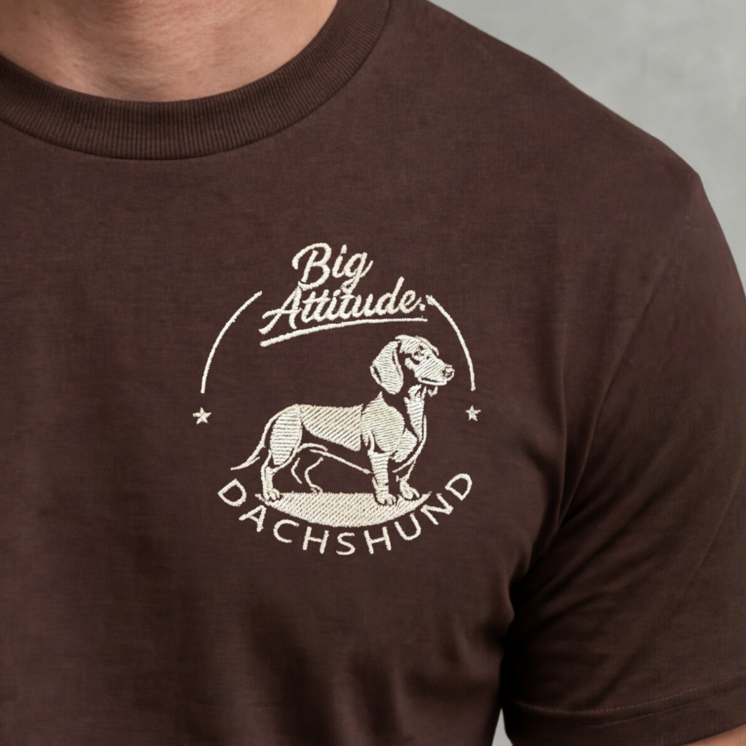 Camiseta Bordado Perro Salchicha - Regular Fit de RazasLovers, transpirable, suave, detalle