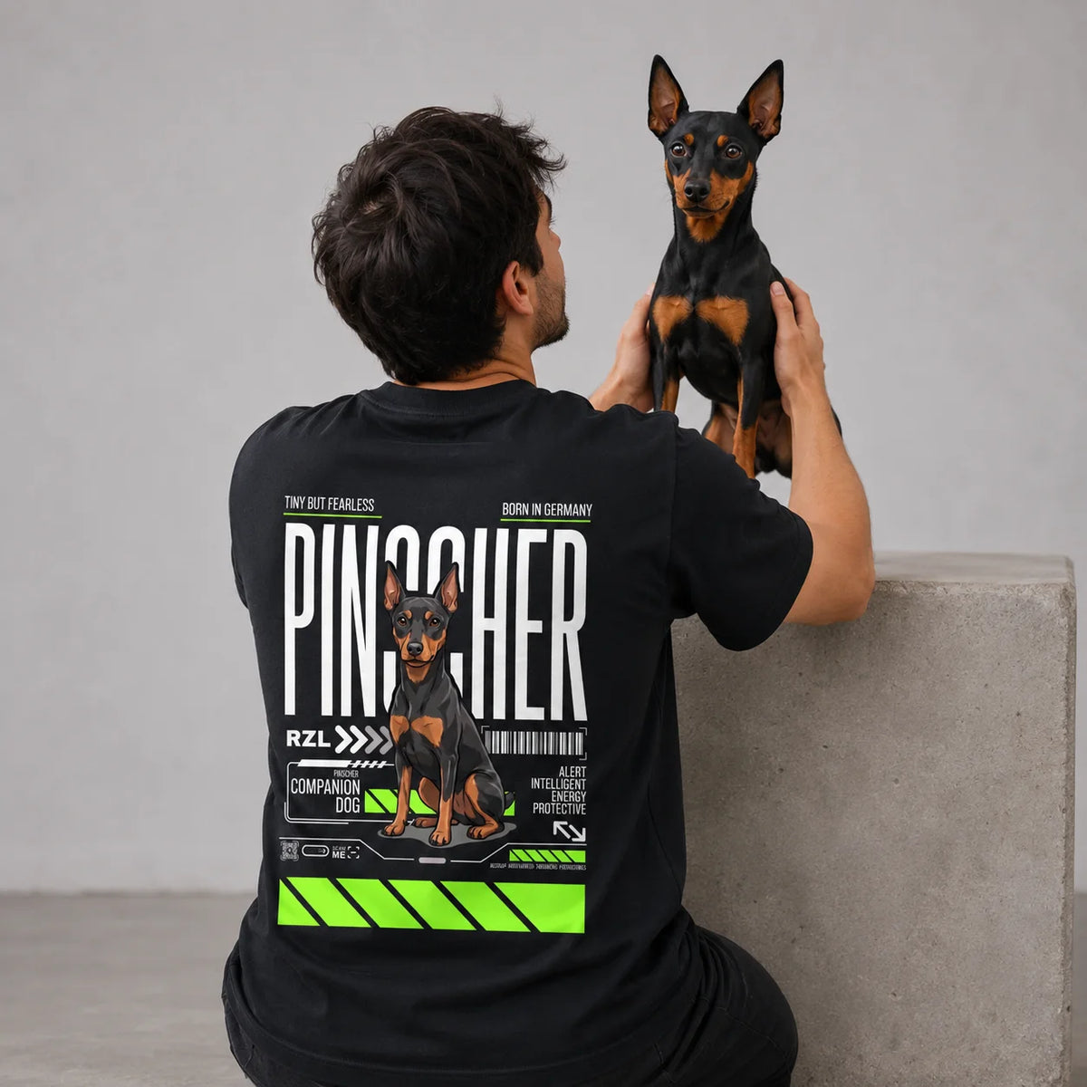Camiseta Estampada Pinscher - Regular de RazasLovers, Blanco hueso, transpirable, suave