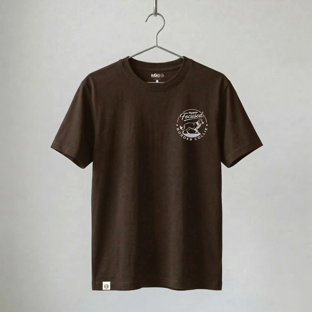 Camiseta Bordado Border Collie - Regular Fit de RazasLovers, Marrón, transpirable, suave