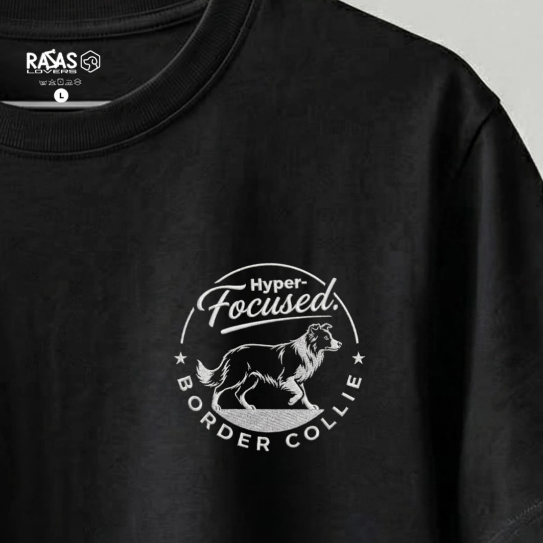 Camiseta Bordado Border Collie - Regular Fit de RazasLovers, transpirable, suave
