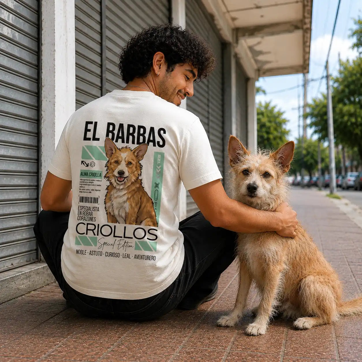 Camiseta Estampada Criollos "El Barbas" - Regular fit de RazasLovers, Blanco hueso, transpirable, suave