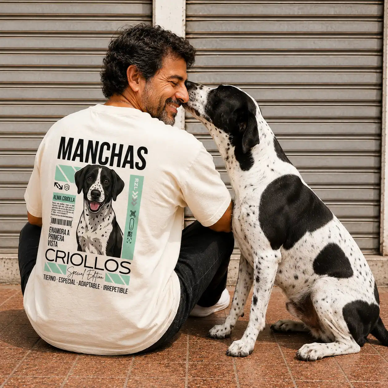 Camiseta Estampada Criollos "Manchas" - Regular fit de RazasLovers, Blanco hueso, blanco, café, suave