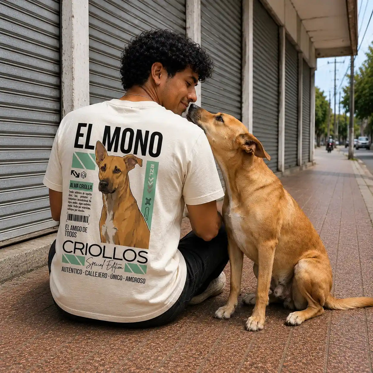 Camiseta Estampada Criollos "El mono" - Regular fit de RazasLovers, Blanco hueso, naranja, café, dorado