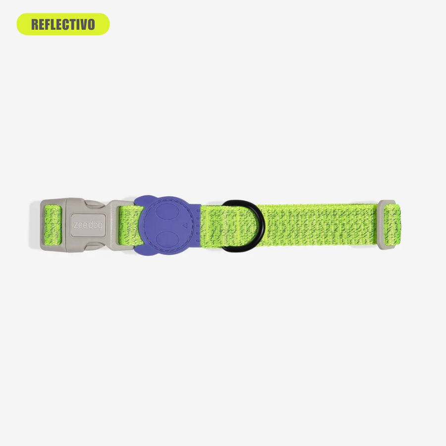 Collar NOX LUMEN reflectivo para perros de ZEEDOG, azul, verde, morado, cierre de seguridad
