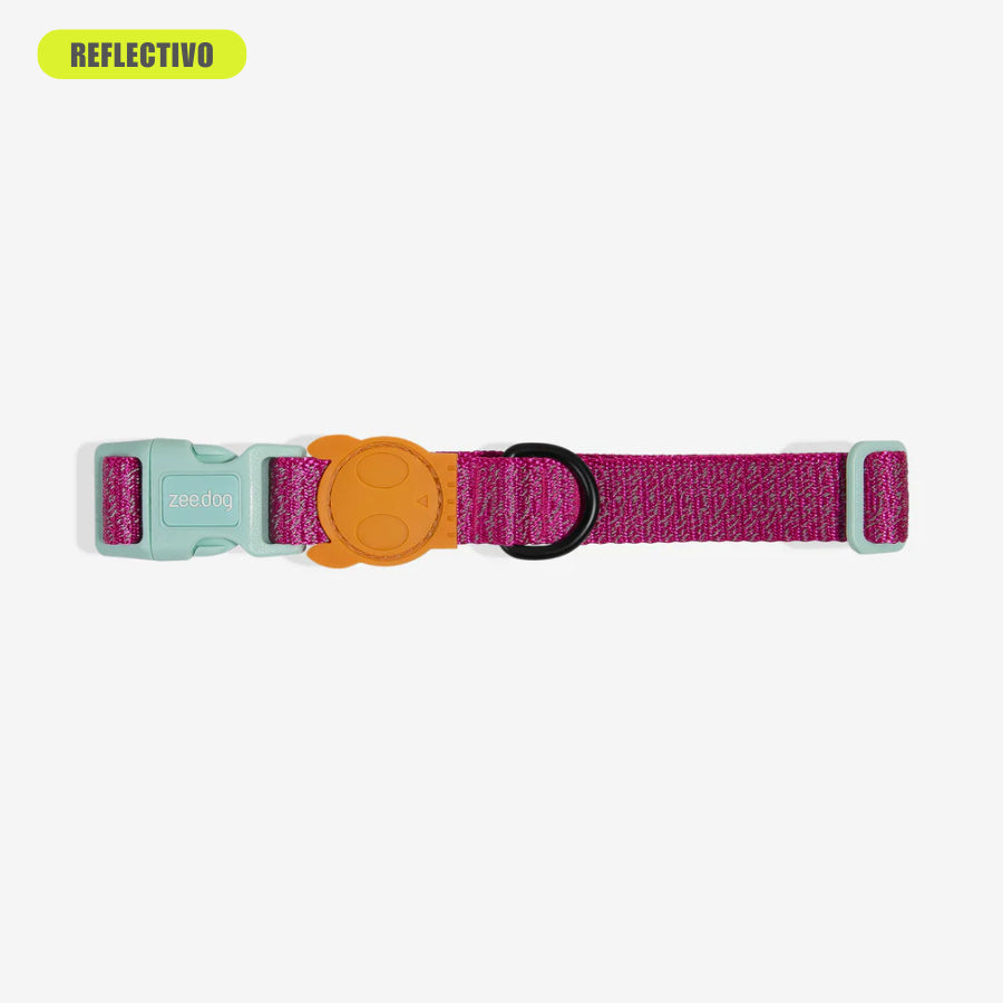 Collar NOX SIDUS reflectivo para perros de ZEEDOG, naranja, azul, rosa, cierre de seguridad