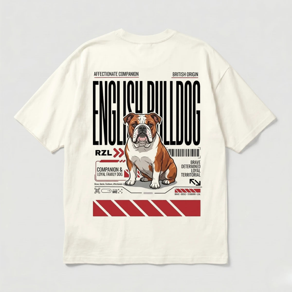 Camiseta Estampada Bulldog Inglés - Oversize de RazasLovers, rosa, transpirable, suave