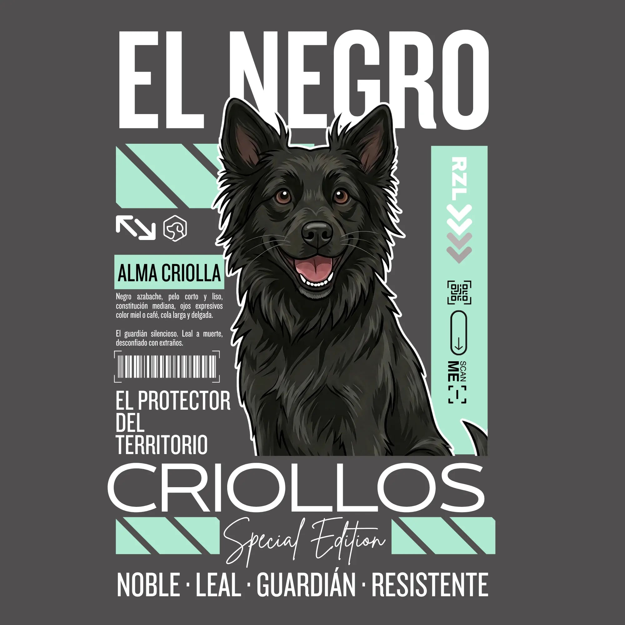 Camiseta Estampada Criollos "El negro" - Regular fit de RazasLovers, negro, café, transpirable, suave