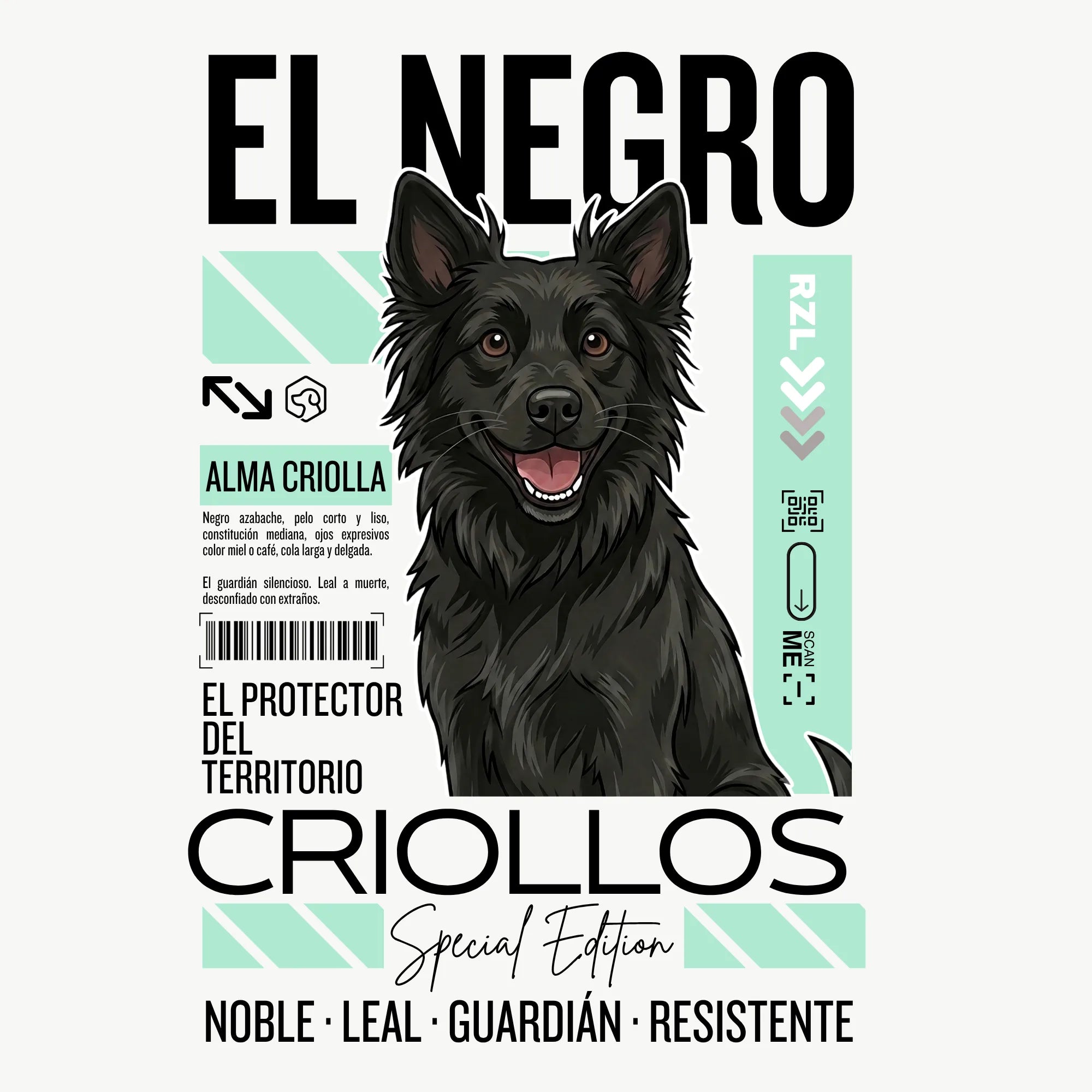 Camiseta Estampada Criollos "El negro" - Regular fit de RazasLovers, negro, café, transpirable, suave