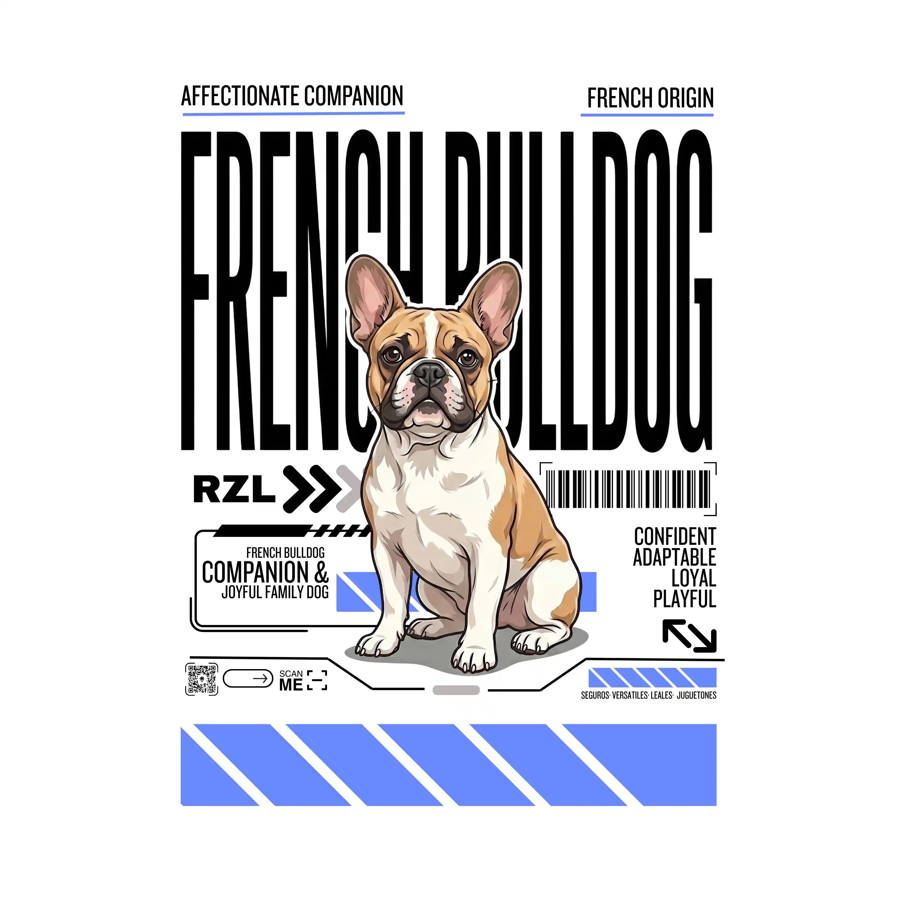 Camiseta Estampada French Bulldog - Oversize de RazasLovers, transpirable, suave