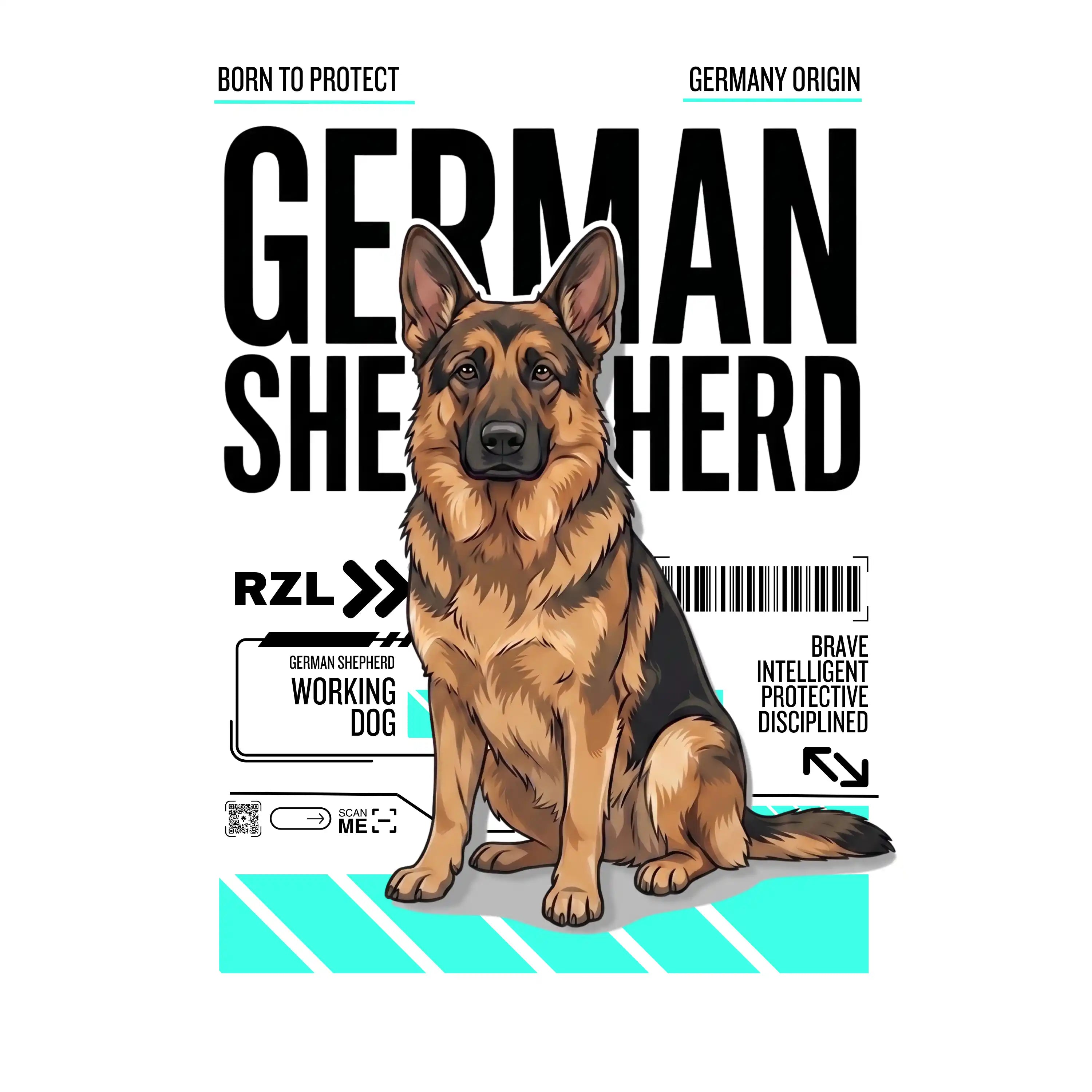 Camiseta Estampada German Shepherd - Regular de RazasLovers, transpirable, suave