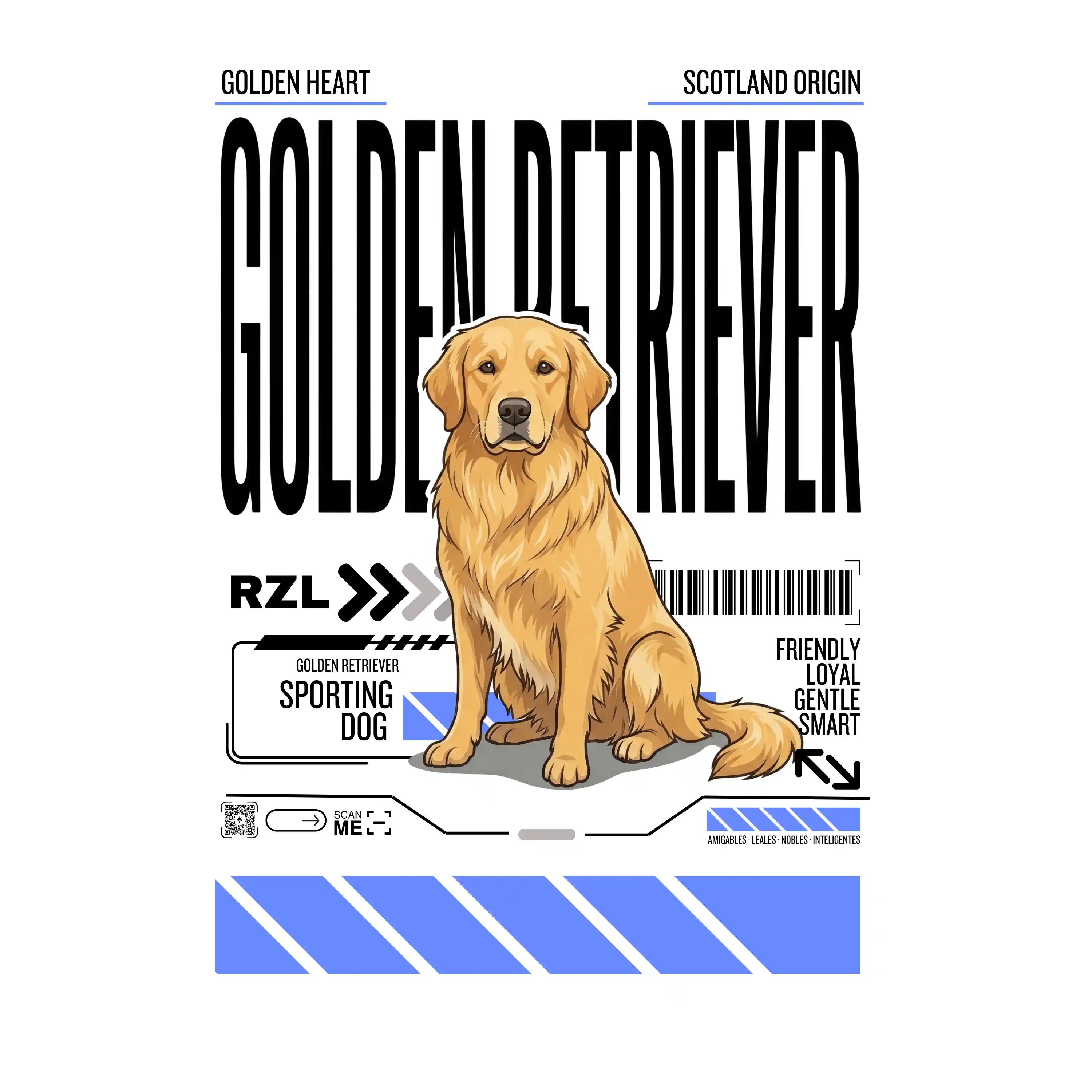 Camiseta Estampada Golden Retriever - Regular de RazasLovers, transpirable, suave