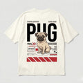 Camiseta Estampada Pug - Oversize de RazasLovers, Blanco hueso, transpirable, suave