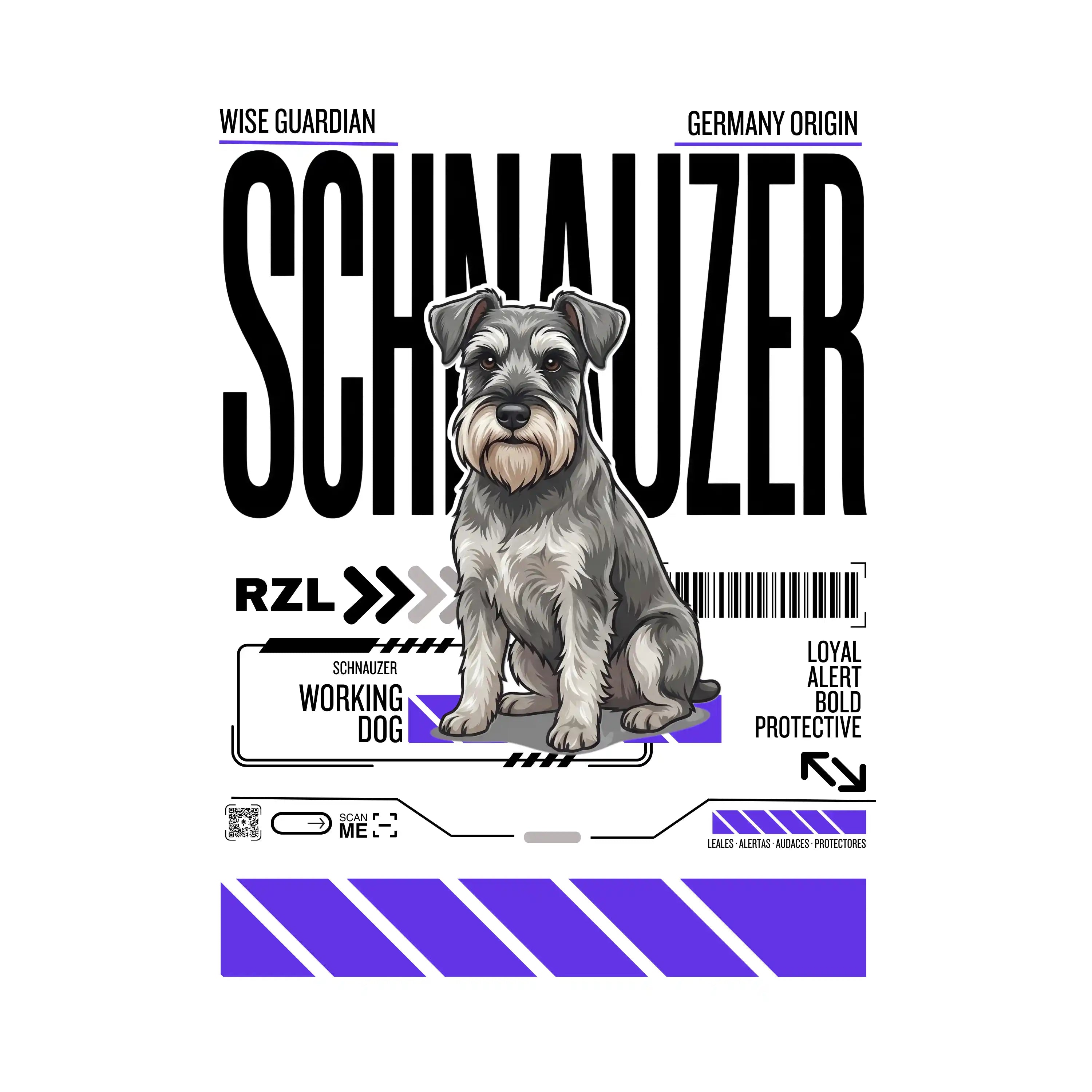 Camiseta Estampada Schnauzer - Regular de RazasLovers, transpirable, suave