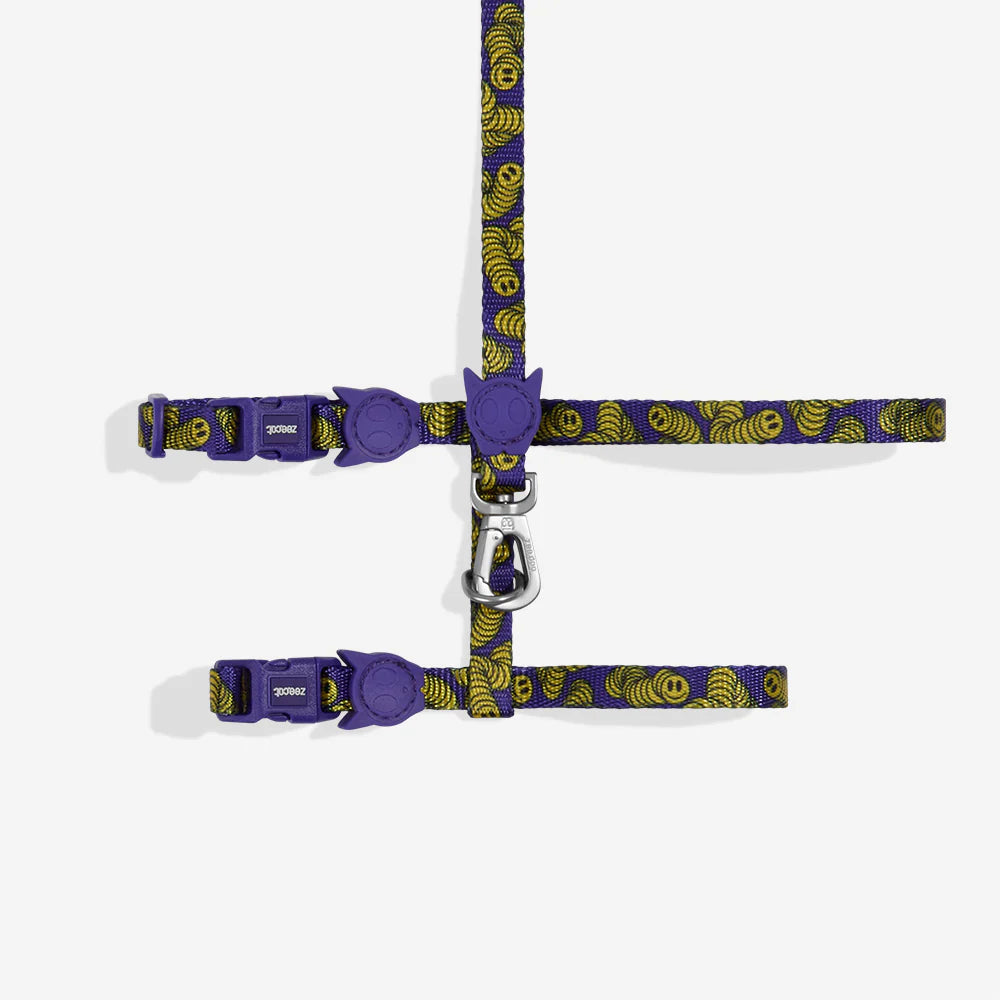 Set de Arnés y correa para gatos Zmiley de ZEEDOG, morado, completamente ajustable, poliéster
