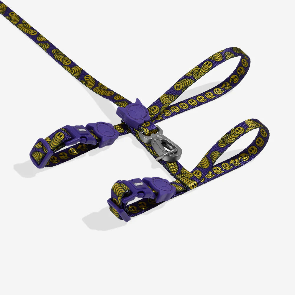Set de Arnés y correa para gatos Zmiley de ZEEDOG, morado, completamente ajustable, poliéster