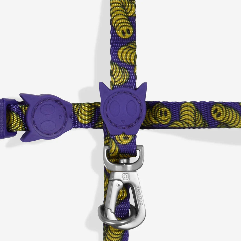 Set de Arnés y correa para gatos Zmiley de ZEEDOG, morado, completamente ajustable, poliéster