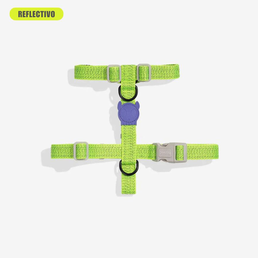H-Harness NOX LUMEN - Arnés en H reflectivo para perros de ZEEDOG, verde, morado, poliéster, suave