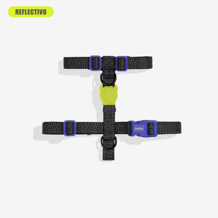 H-Harness NOX - Arnés en H reflectivo para perros de ZEEDOG, verde, negro, completamente ajustable