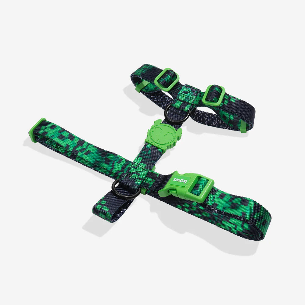 Arnés en H para perros Error #410 de ZEEDOG, verde, negro, ajustable, suave