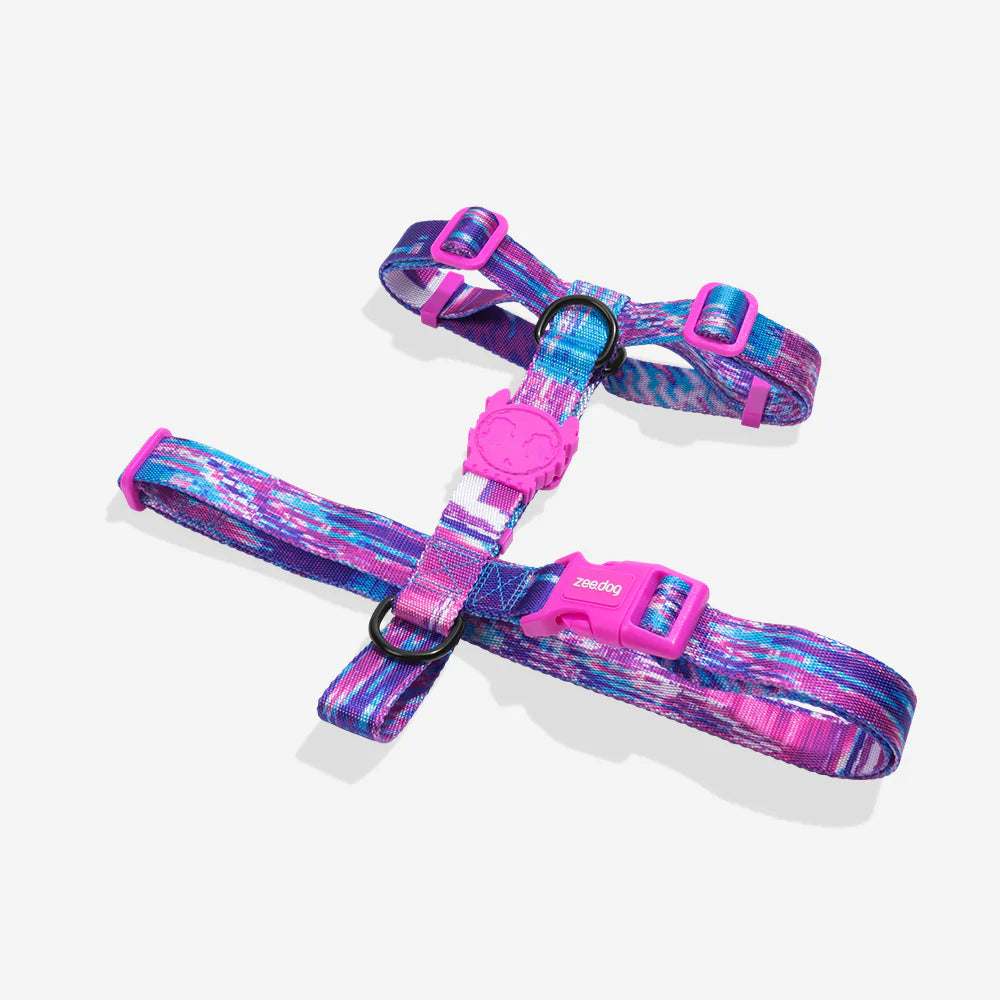 Arnés en H para perros Error #502 de ZEEDOG, azul, rosa, morado, ajustable, estampado
