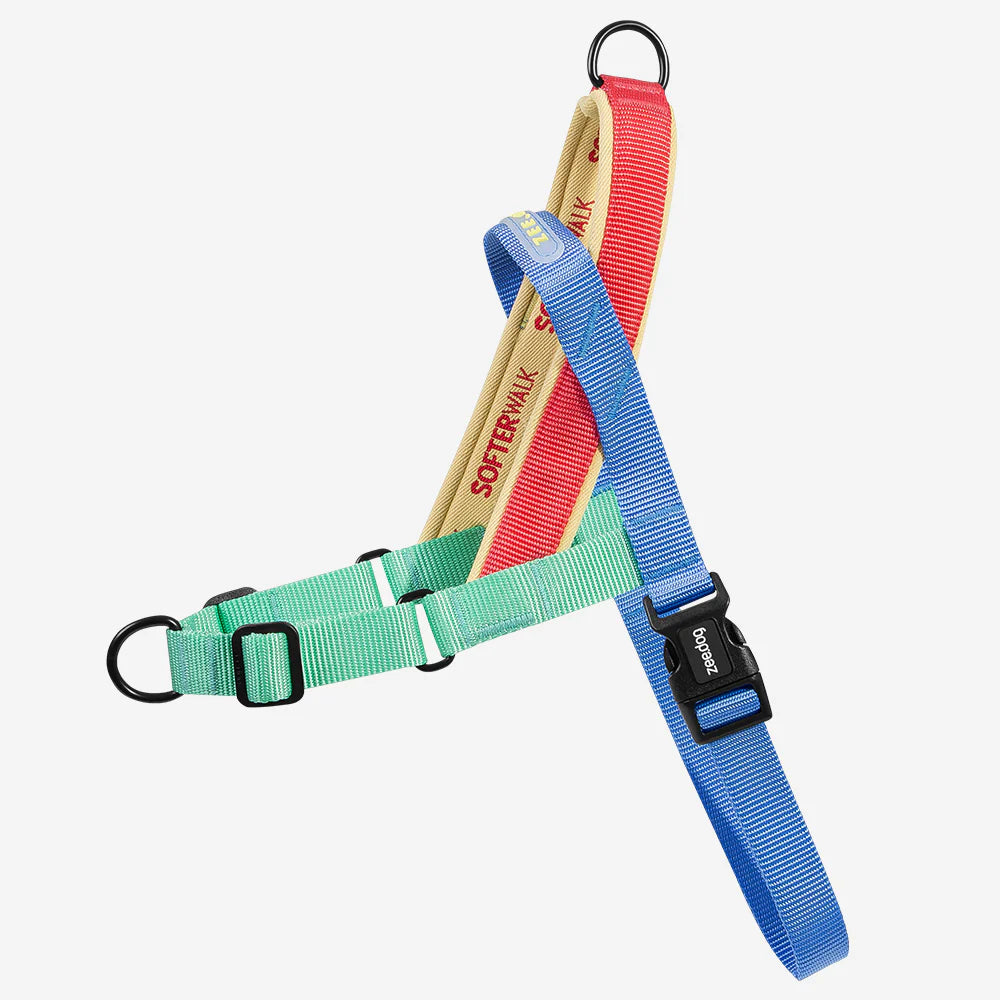 Arnés anti-tirones para perro Mellow de ZEEDOG, azul, verde, rojo, acolchado, completamente ajustable