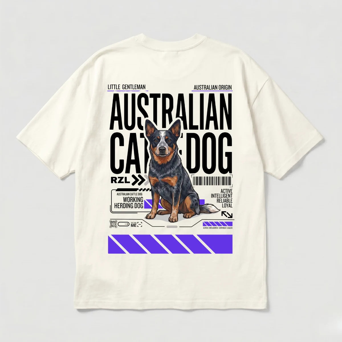 Camiseta Estampada Australian Cattle Dog - Oversize de RazasLovers, transpirable, suave