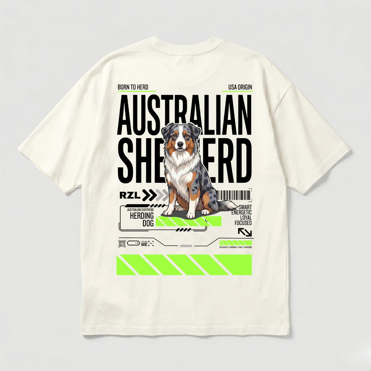 Camiseta Estampada Australian Shepherd - Oversize de RazasLovers, transpirable, suave