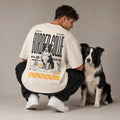 Camiseta Estampada Border Collie - Oversize de RazasLovers, Blanco hueso, transpirable, suave