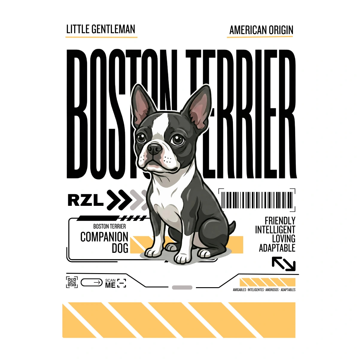 Camiseta Estampada Boston Terrier- Regular de RazasLovers, transpirable, suave