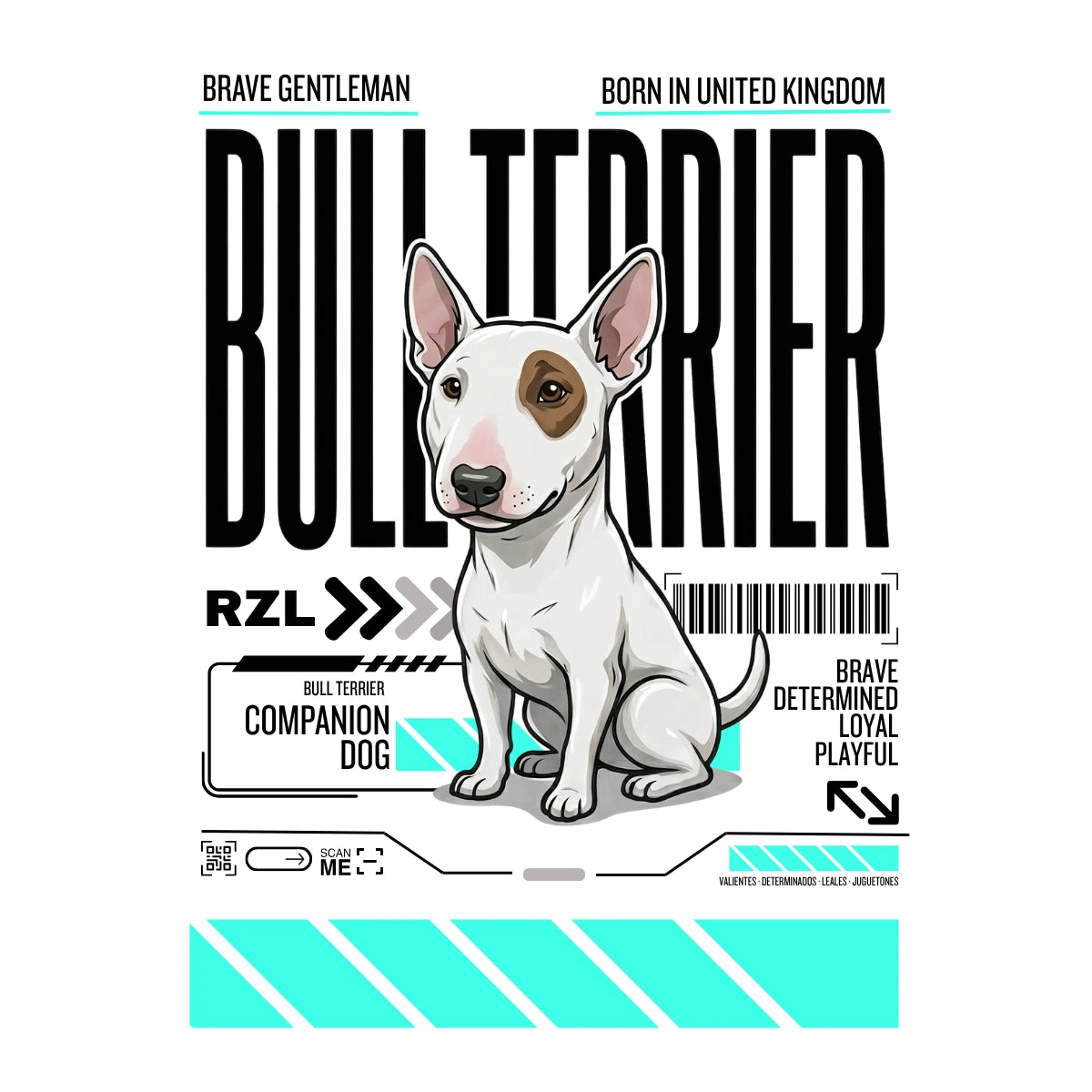 Camiseta Estampada Bull Terrier- Regular de RazasLovers, transpirable, suave