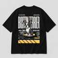 Camiseta Estampada Boston Terrier- Oversize de RazasLovers, Negra, transpirable, suave