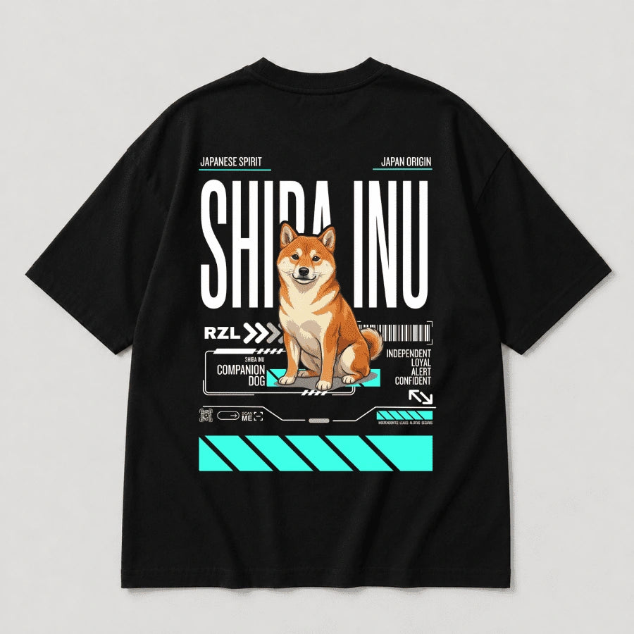 Camiseta Estampada Shiba Inu - Oversize de RazasLovers, transpirable, suave