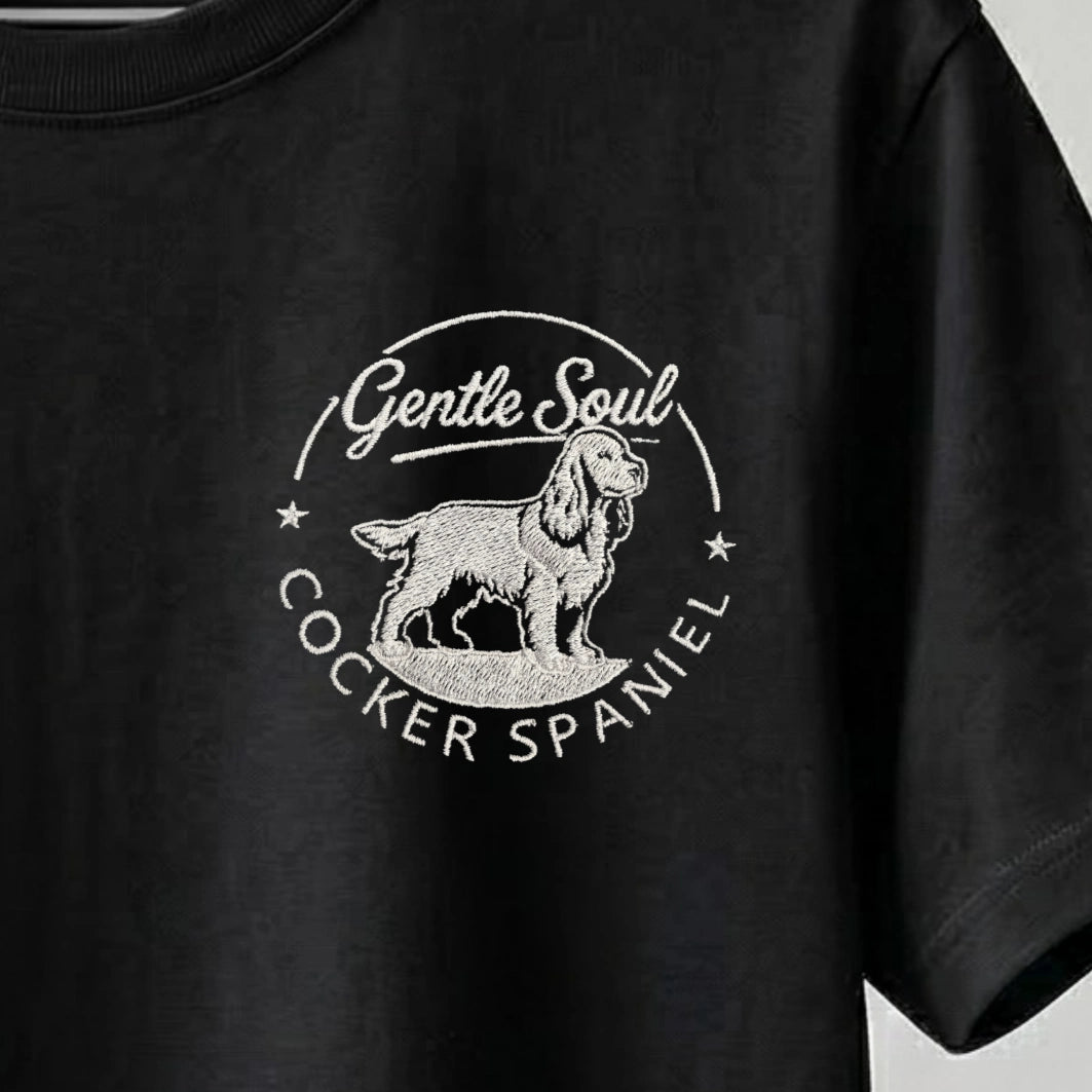 Camiseta Bordado Cocker Spaniel - Regular Fit de RazasLovers, transpirable, suave, detalle