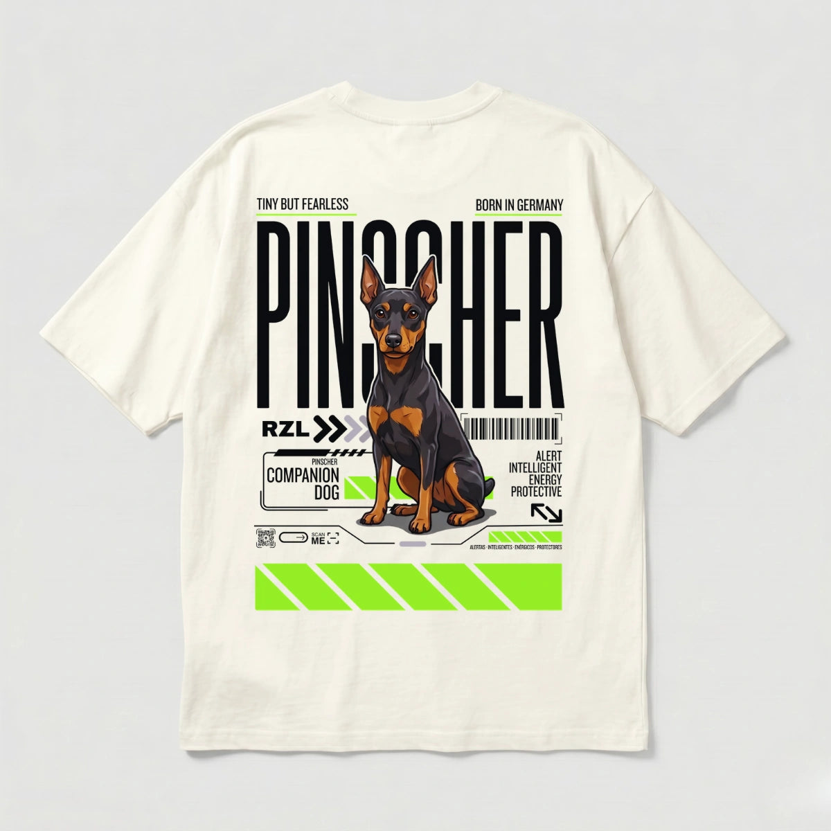 Camiseta Estampada Pinscher - Oversize de RazasLovers, suave, bordado