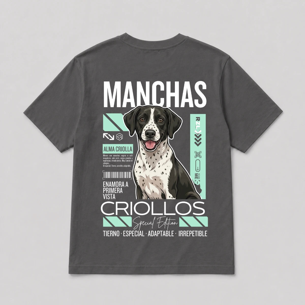 Camiseta Estampada Criollos "Manchas" - Regular fit de RazasLovers, blanco, café, transpirable, suave