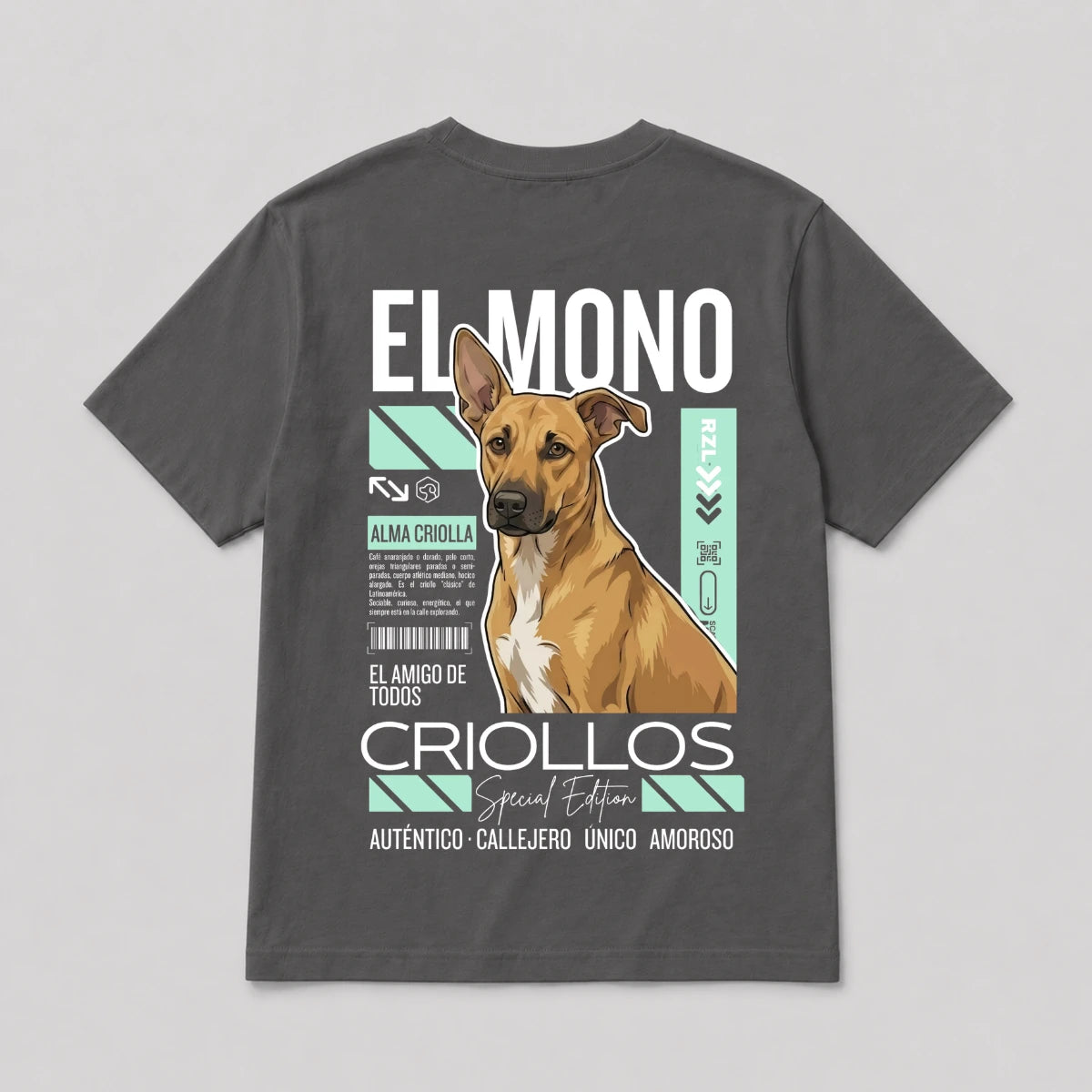 Camiseta Estampada Criollos "El mono" - Regular fit de RazasLovers, Gris Oscuro, naranja, café, dorado