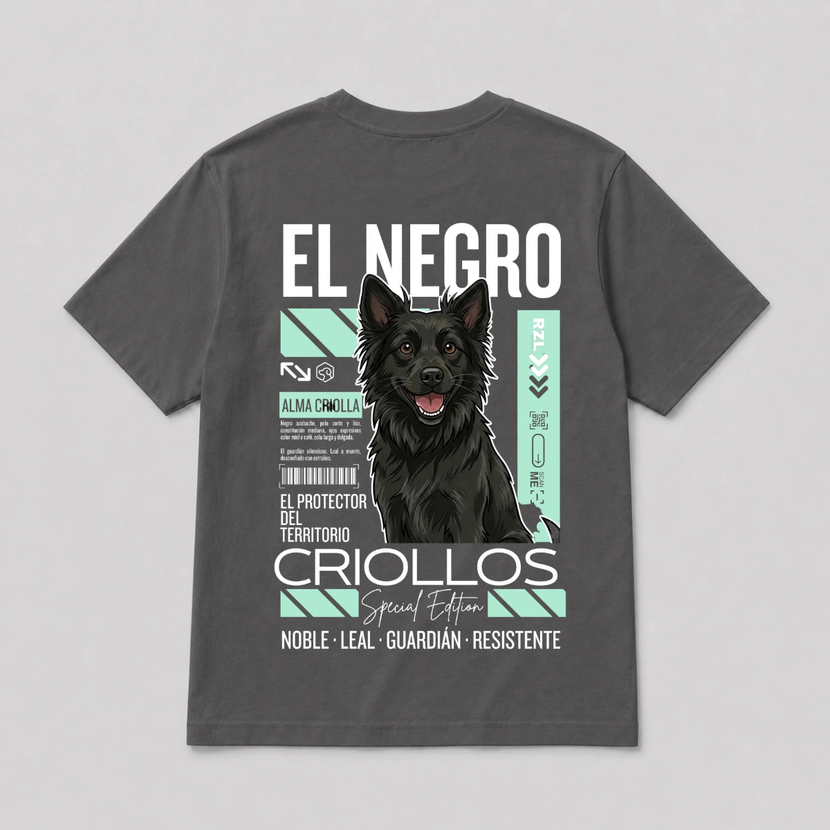 Camiseta Estampada Criollos "El negro" - Regular fit de RazasLovers, Gris Oscuro, negro, café, suave