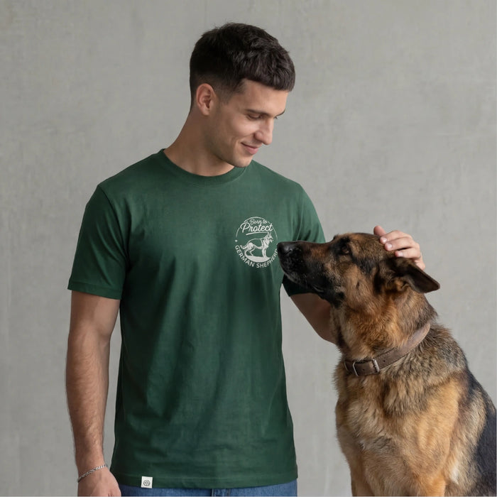 Camiseta Bordado Pastor Alemán - Regular Fit de RazasLovers, Negra, transpirable, suave