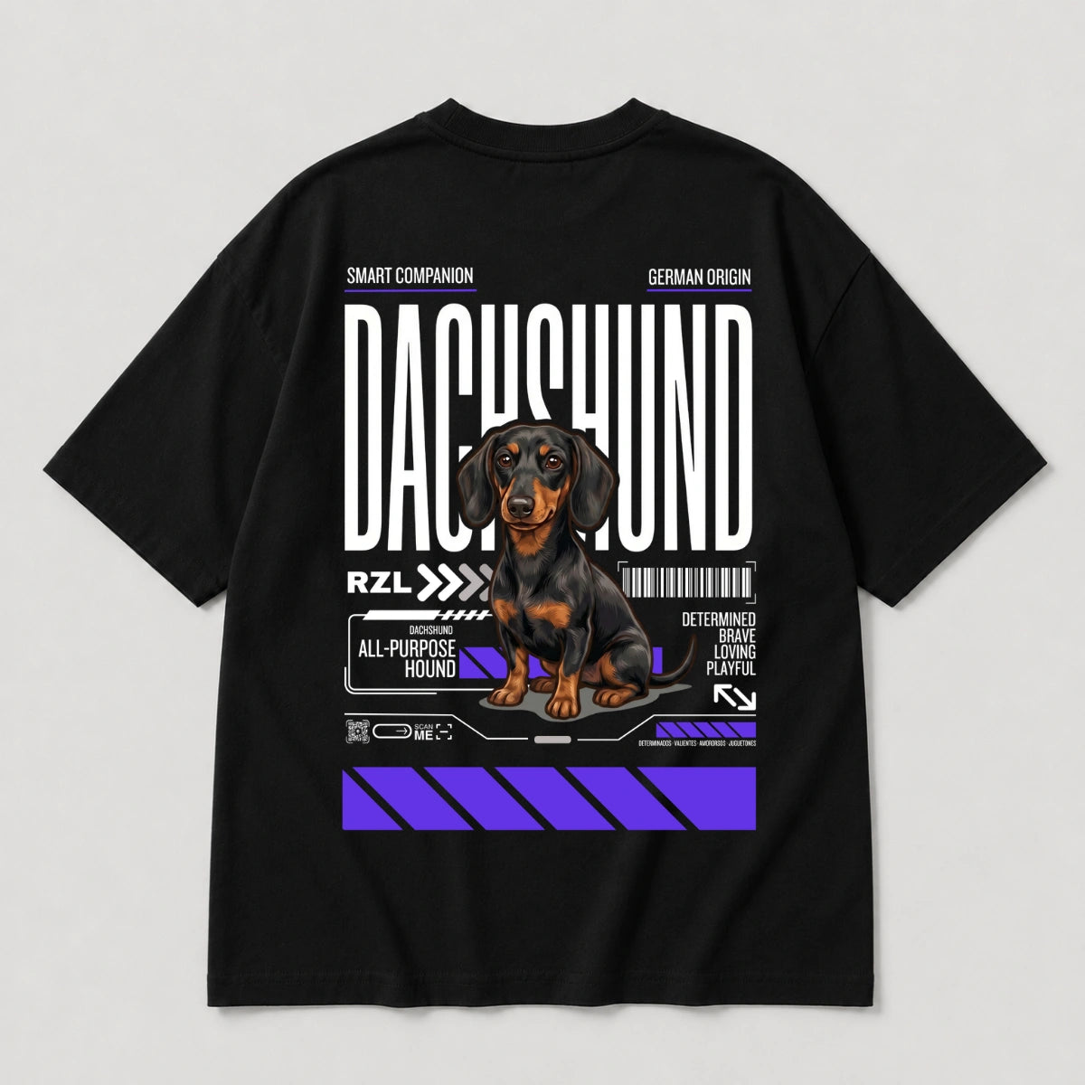 Camiseta Estampada Dachshund / Perro Salchicha - Oversize de RazasLovers, suave, bordado